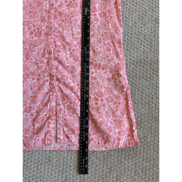 Sigrid Olsen 100% Linen Shirt Dress Women Med Resort Beach Button Up Seashells - Picture 10 of 11